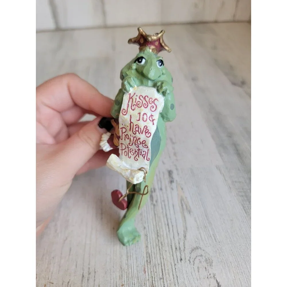 Frog prince kiss me‎ 10 cents folkart ornament Xmas